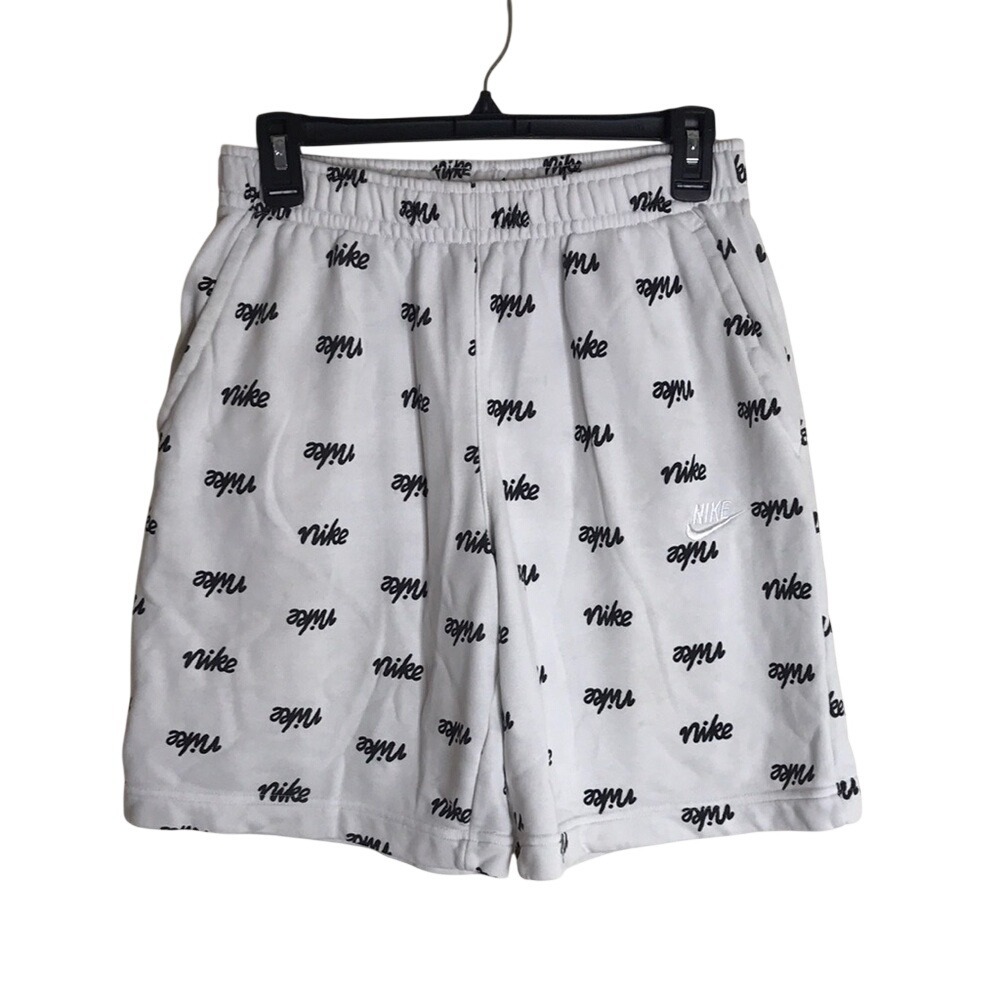Nike Sweat Shorts Men's All Over Print‎ Script Logo White Small
